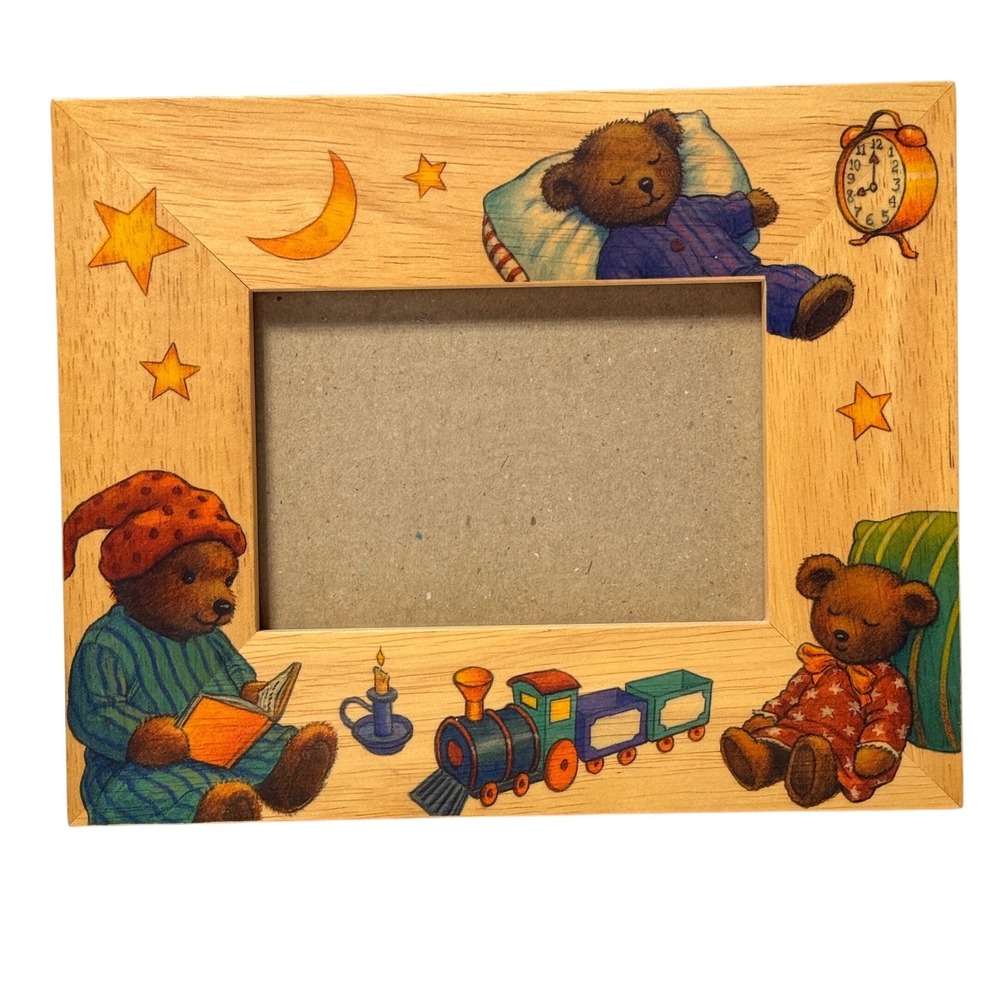 Fetco International Wood Teddy Bear Bedtime Picture Frame Handcrafted